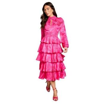 Seafoam Pink Jacquard Midi Dress