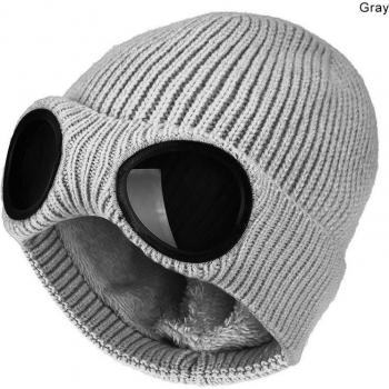 Unisex Winter Sports Knit Cap with Removable Glasses