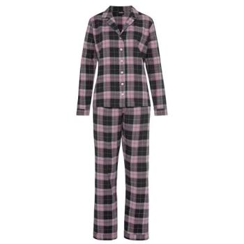 VIVANCE DREAMS Homewear-Sets Damen – Rosa, 42, langes Pyjama mit V-Ausschnitt aus Flanell