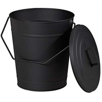 Relaxdays Seau à Cendres, Couvercle, 12 l, Acier, Noir