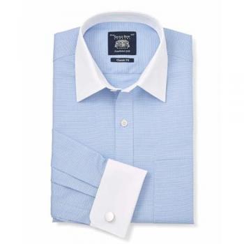 Herrenformales Shirt Winchester – Savile Row Company, blau texturiert, 100 % Baumwolle, Größe 39R