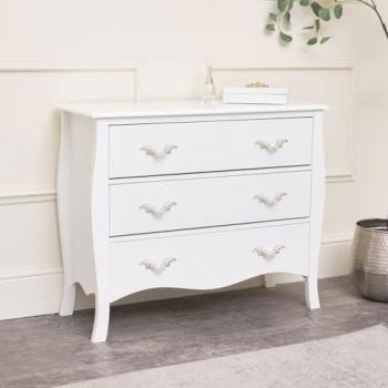Large Elizabeth White 3-Drawer Chest of Drawers