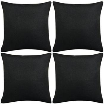 Schwarze Leinen‑Kissenhülle Set – 4 Stück (50 × 50 cm)