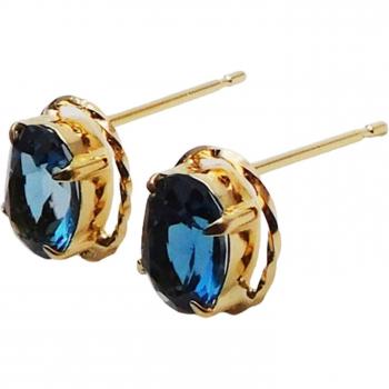 Geburtsstein November: Londoner Blautopas, ovale Design, K18‑Gold Ohrringe