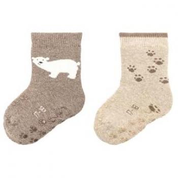 Chaussettes bébé avec grip ours polaire marron