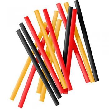 Duni 15 cm Cocktail-Strohhalme in Schwarz, Rot & Gelb – 50 Stück