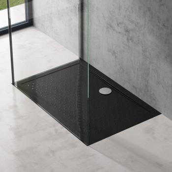 Doccia Pad Lucia 90x140 cm, Acrilico Nero Lucido, Superficie Puntinata