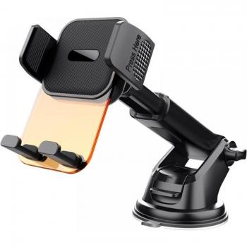 Cyslmuk 360° Rotating Dashboard Phone Holder – Orange Transparent, Fits 4‑7″ Devices