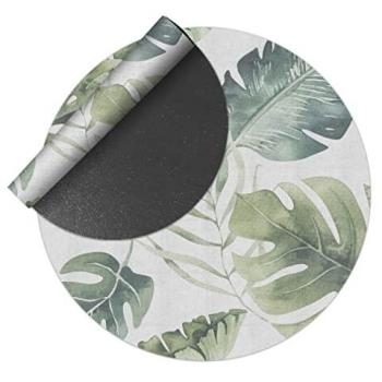 Alfombra redonda de PVC natural con diseño de hojas verdes para cocina o salón