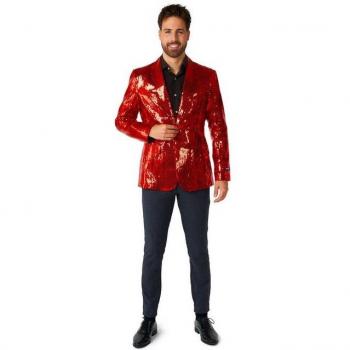 Festive Red Glitz Slim Blazer – Small