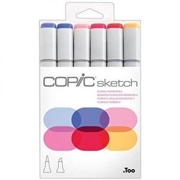 Pack de 6 Marqueurs Copic Sketch Noir Floral