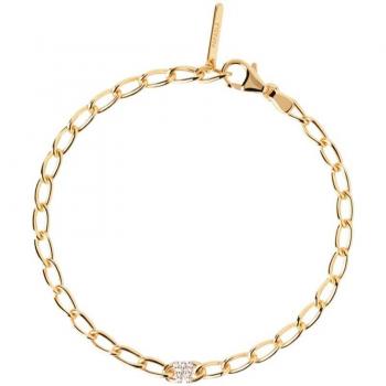 Pulsera Letter 'W' en plata con baño de oro amarillo y circonitas blancas de PDPAOLA