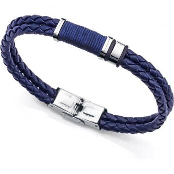 Pulsera Viceroy de piel azul trenzada y acero para hombre