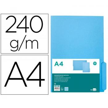 Subcarpeta de cartulina azul 240g/m2 A4 pestaña inferior