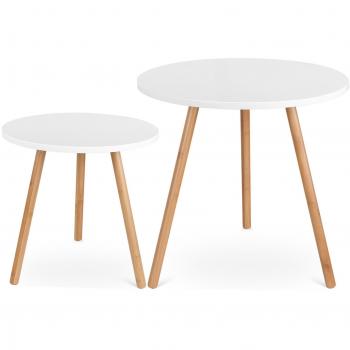 Set di 2 Tavolini Bassi Homfa in Legno Elegante, Tavolino Divano di caffè
