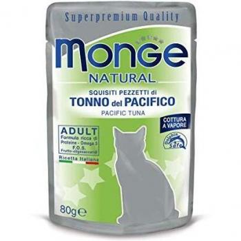 Monge Natural Superpremium in Bustina 80 gr Pezzetti di Tonno del Pacifico per Gatto