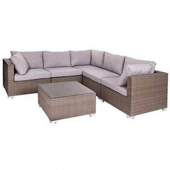 Tavolo e divano da giardino Marlene in rattan sintetico di LOLAhome con design talpa
