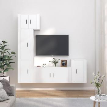 VidaXL 5 Piece White TV Cabinet Set