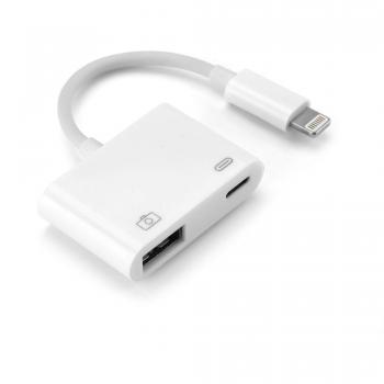 USB‑OTG Kameraadapter LYOS 2‑in‑1 mit 8‑Pin Ladeanschluss, geeignet für iPhone Xr und iPad Pro