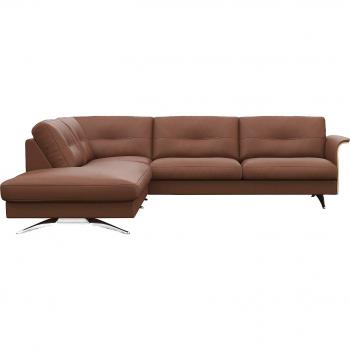 FLEXLUX L‑Form Ecksofa Glow – Echtleder, Federkern, 100 % Naturfarbe
