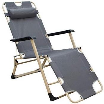 Amanka Liegestuhl AMA-YU-98 XL Grau 178x65x88 cm con Auflage