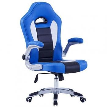Silla Giratoria de Cuero Sintético Azul
