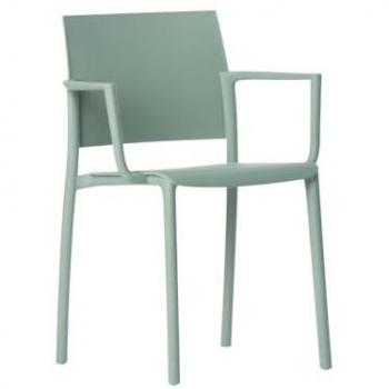 Silla de comedor con reposabrazos en polipropileno verde Jeven
