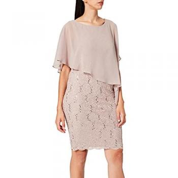 Beiges Swing Cocktailkleid aus floraler Spitze, Größe 36