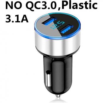 Schnellladegerät Auto QC 3.0 Dual USB mit Anzeige, 12-24V, für Zigarettenanzünder