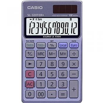 Calculatrice casio sl 320ter+ avec ecran geant et etui convertisseur monnaie mémo solaire/pile 70x118.5x8mm