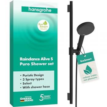 Ducha Raindance Alive Select+ 125, Barra Única EcoSmart, Negro Mate