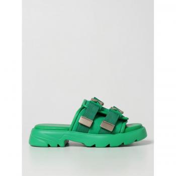 Flash Sandali in Gomma e Tela Verde Bottega Veneta Taglia 41