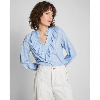 Blusa Trucco con volante y raya diplomática