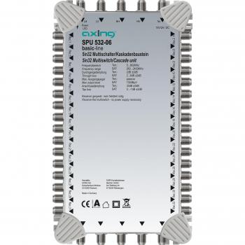 AXING 532‑06 Multi‑Port‑Switcher, 5‑in‑32 Receiver‑Konfiguration, SAT‑kompatibel, hellgrau