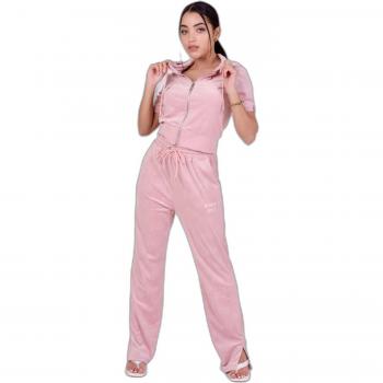 Project X Paris Gilet zippé manches courtes velours rose S