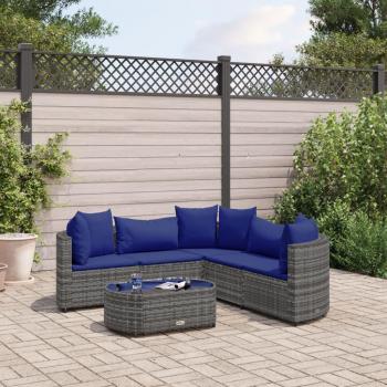 VidaXL 6-tlg. Garten-Sofagarnitur Grau mit Kissen Poly Rattan