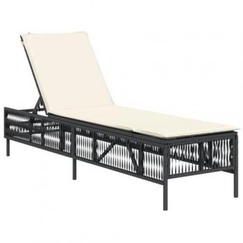 VidaXL Relaxliege mit Auflage Schwarz Poly-Rattan