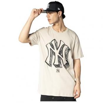 Herren T-Shirt New Era – New York Yankees Doodle, Light Beige