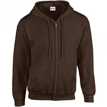 Felpa Heavy Blend Gildan 18600, Marrone Cioccolato, Cappuccio e Zip Intera Unisex