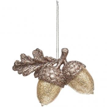 Albero di Natale 18 cm: Ghiande Marrone + Spangle