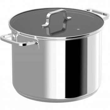 BergHOFF DiNA 10.6‑Quart Cooking Pot, Stainless Steel, Glass Lidded