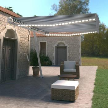 LED-Equipped Automatic Awning with Wind Sensor 500x350 cm Blue and White