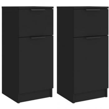 Mobile Credenza Buffet con Cassette 30x30x70 cm, Colore Nero Multistrato – Paio