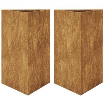 Jardineras Triangulares 2 uds Acero Oxidado 50x43x75 cm