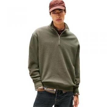 Baumwoll-Troyer Relaxed Fit – dunkelgrün, S