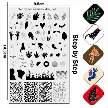 Uprettego Abstract Animal Safari Jungle Stainless Steel Stamping Plate Template