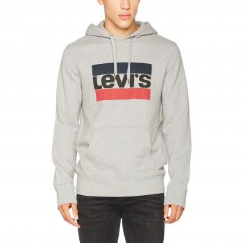 Levi's Hoodie Gráfico Po-B, Sudadera Deportiva para Hombre, Gris