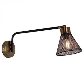 Applique murale Sampa – Garvin : Métal noir, finition laiton, LED 10 W E14