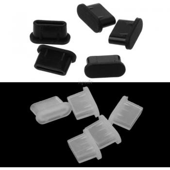 5-teiliges Set Typ-C Staubschutz USB-Ladestecker mit Silikonschutzkappe, passend für Samsung und Huawei Smartphones