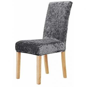 Deconovo Stretch Velvet Chair Slipcovers Set of 4, Grey